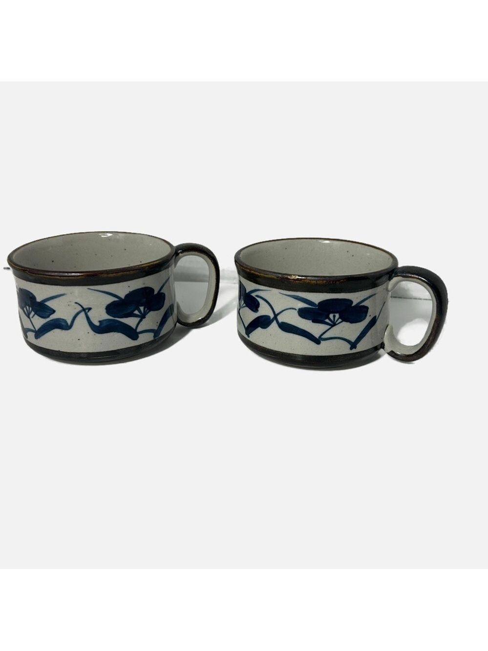 Vintage Otagiri Mugs Large Coffee Tea Soup Set of 2 Floral Speckled Holds 2 Cups